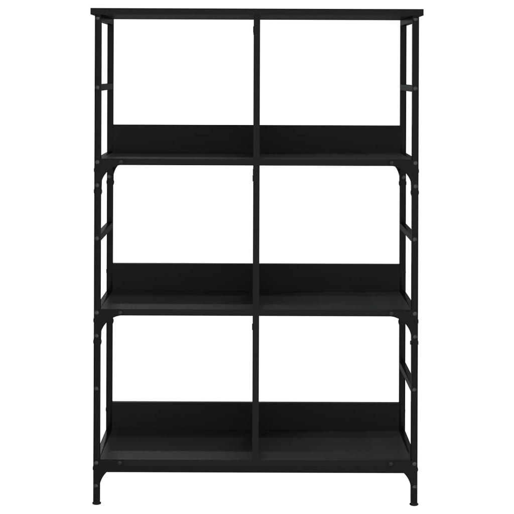 fekete szerelt fa könyvespolc 78,5 x 33 x 117,5 cm