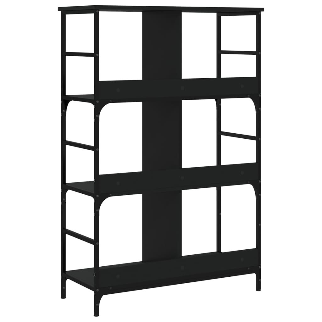 fekete szerelt fa könyvespolc 78,5 x 33 x 117,5 cm