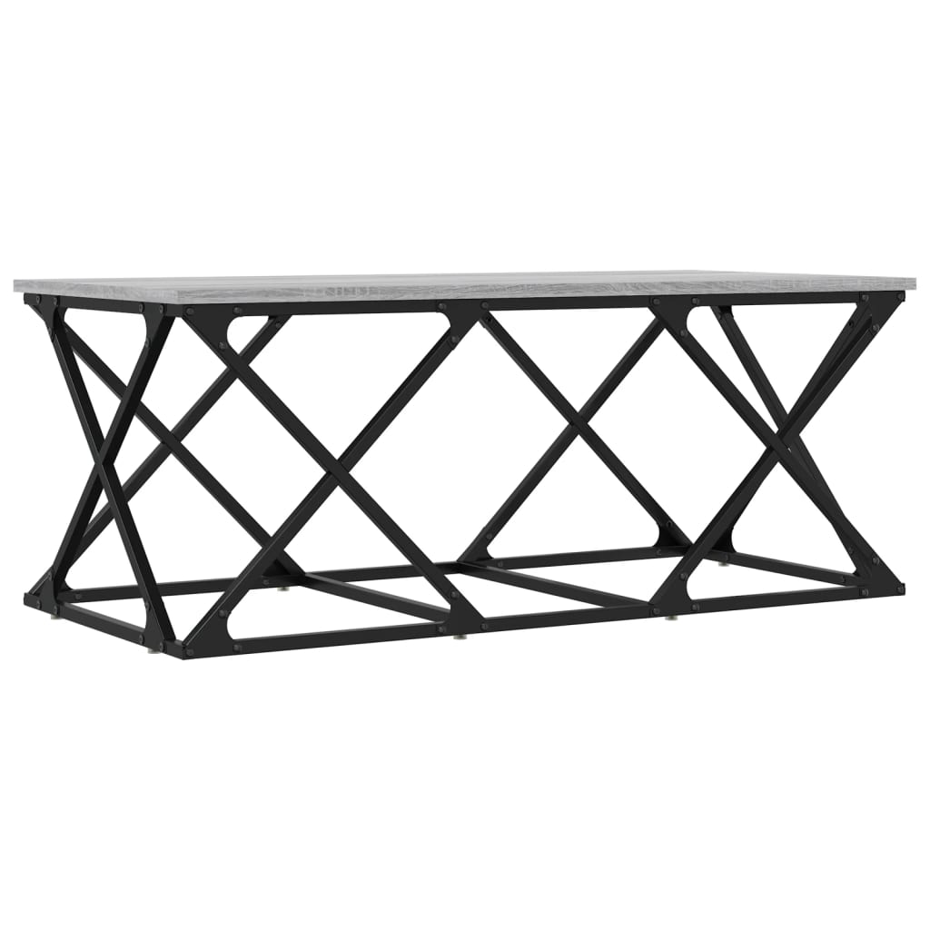 szürke sonoma színű szerelt fa dohányzóasztal 100 x 49 x 40 cm