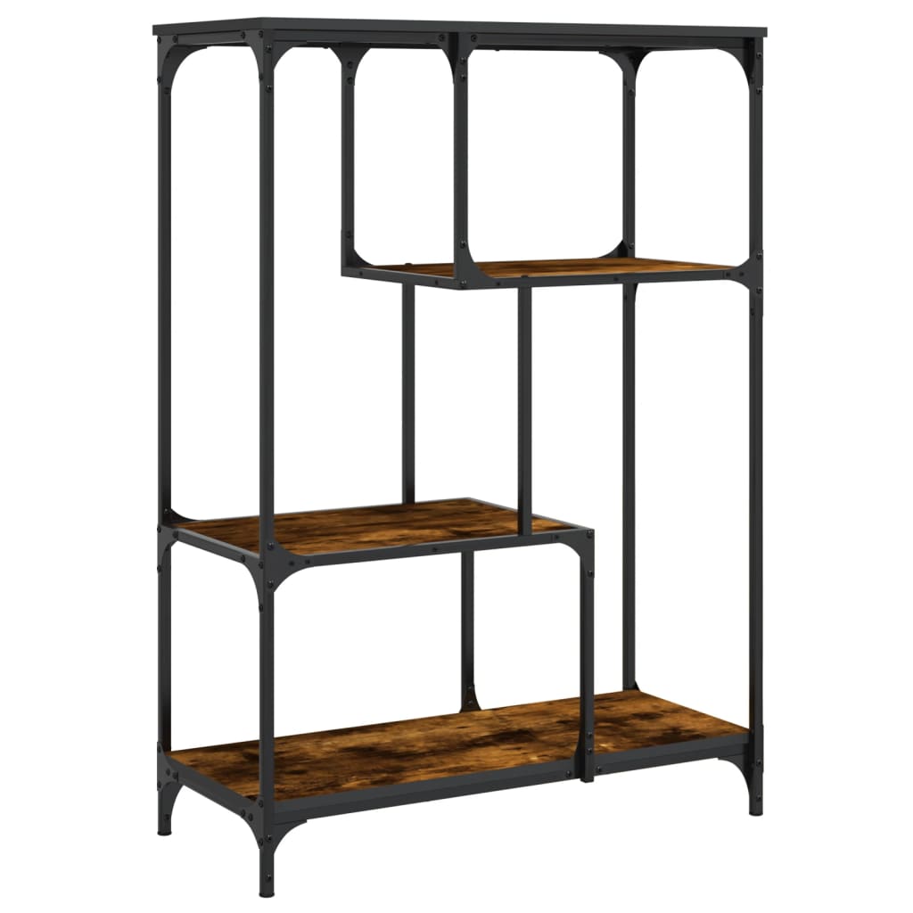 füstös tölgy szerelt fa és acél könyvespolc 81x36x115 cm