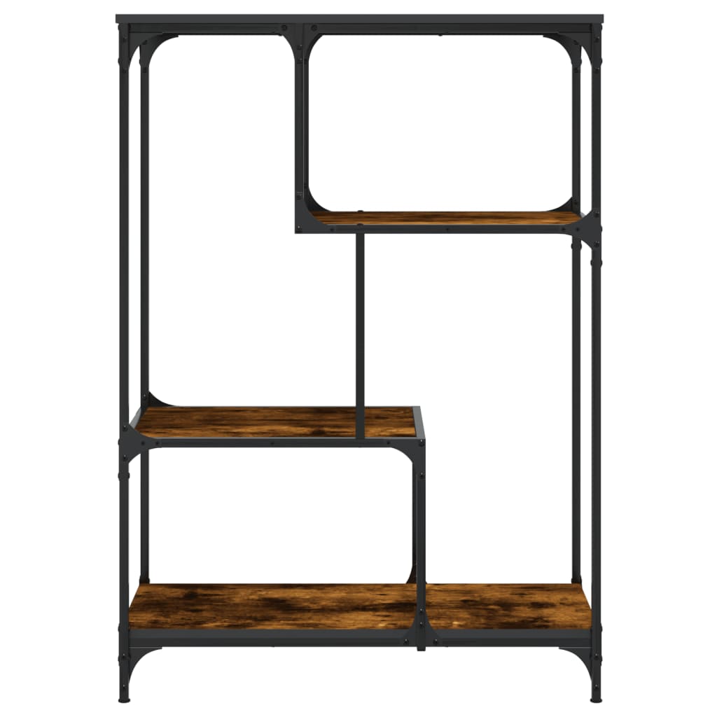 füstös tölgy szerelt fa és acél könyvespolc 81x36x115 cm