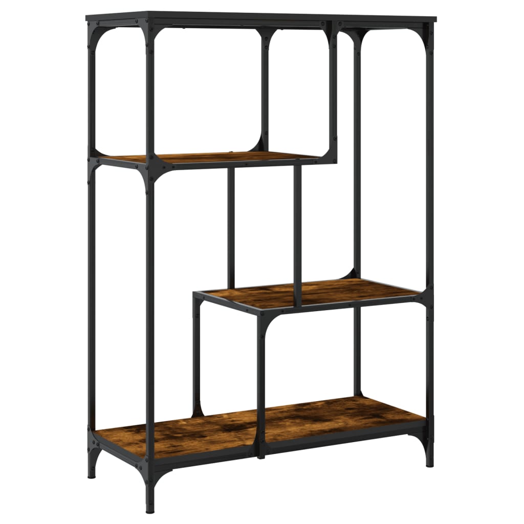 füstös tölgy szerelt fa és acél könyvespolc 81x36x115 cm