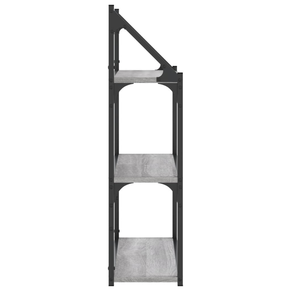3 szintes szürke sonoma színű szerelt fa fali polc 60x21x78,5cm