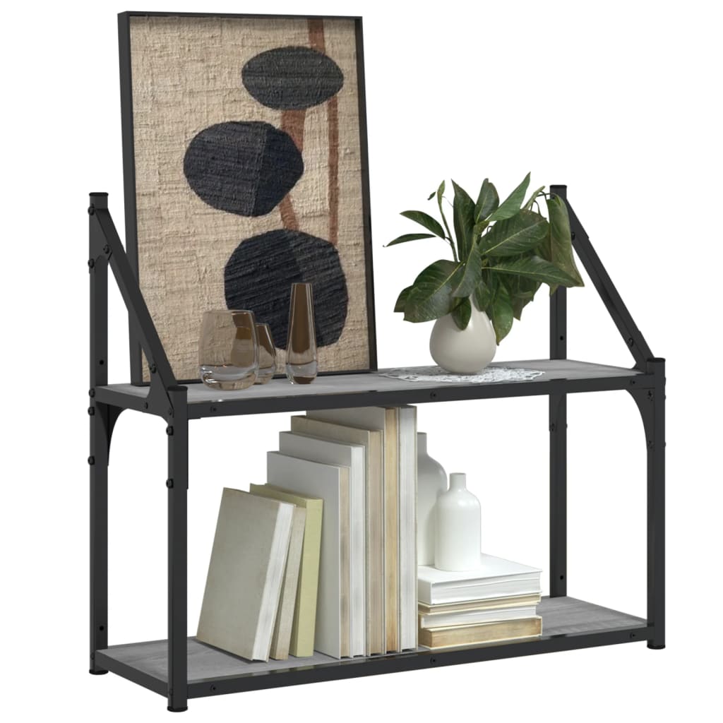 2 szintes szürke sonoma színű szerelt fa fali polc 60x21x51 cm