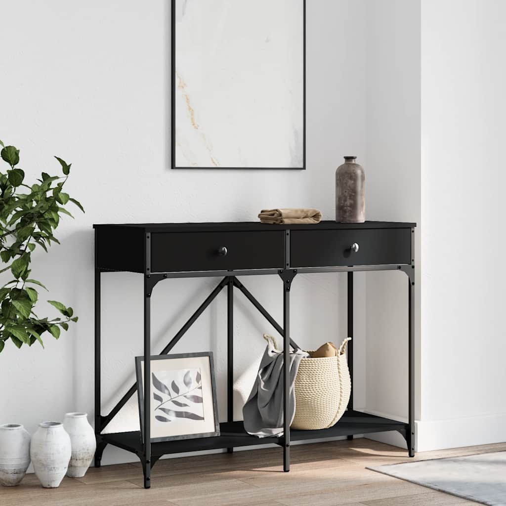fekete szerelt fa tálalóasztal 100 x 39 x 78,5 cm