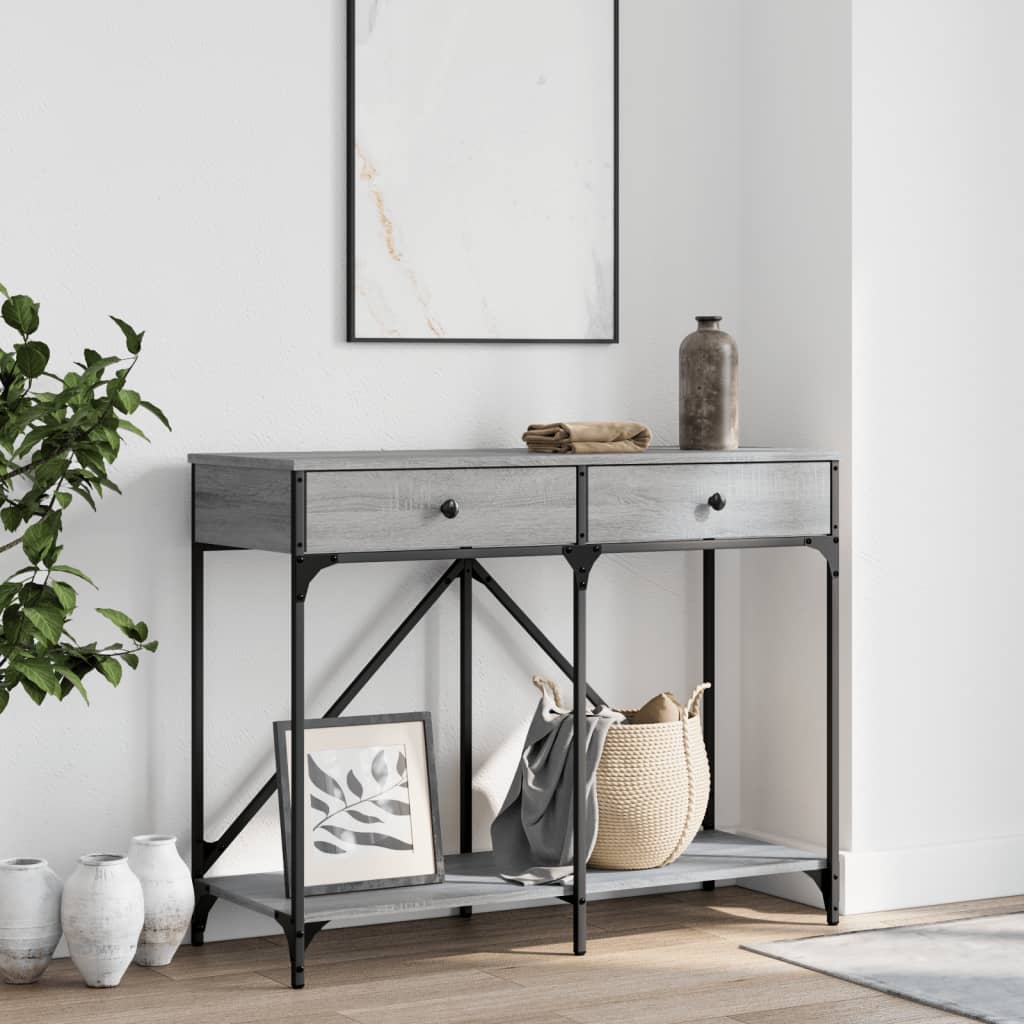szürke sonoma színű szerelt fa tálalóasztal 100 x 39 x 78,5 cm