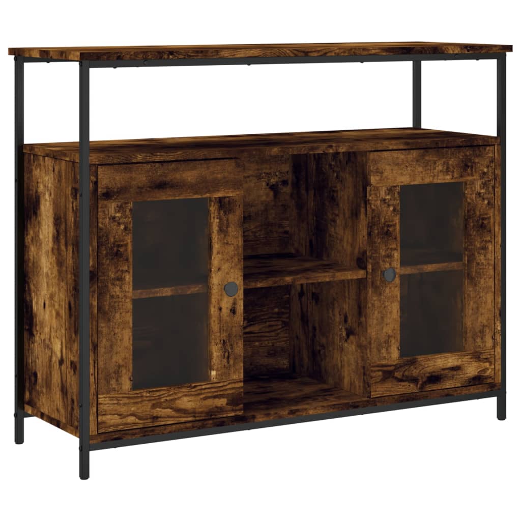 füstös tölgy színű szerelt fa tálalószekrény 100 x 35 x 80 cm
