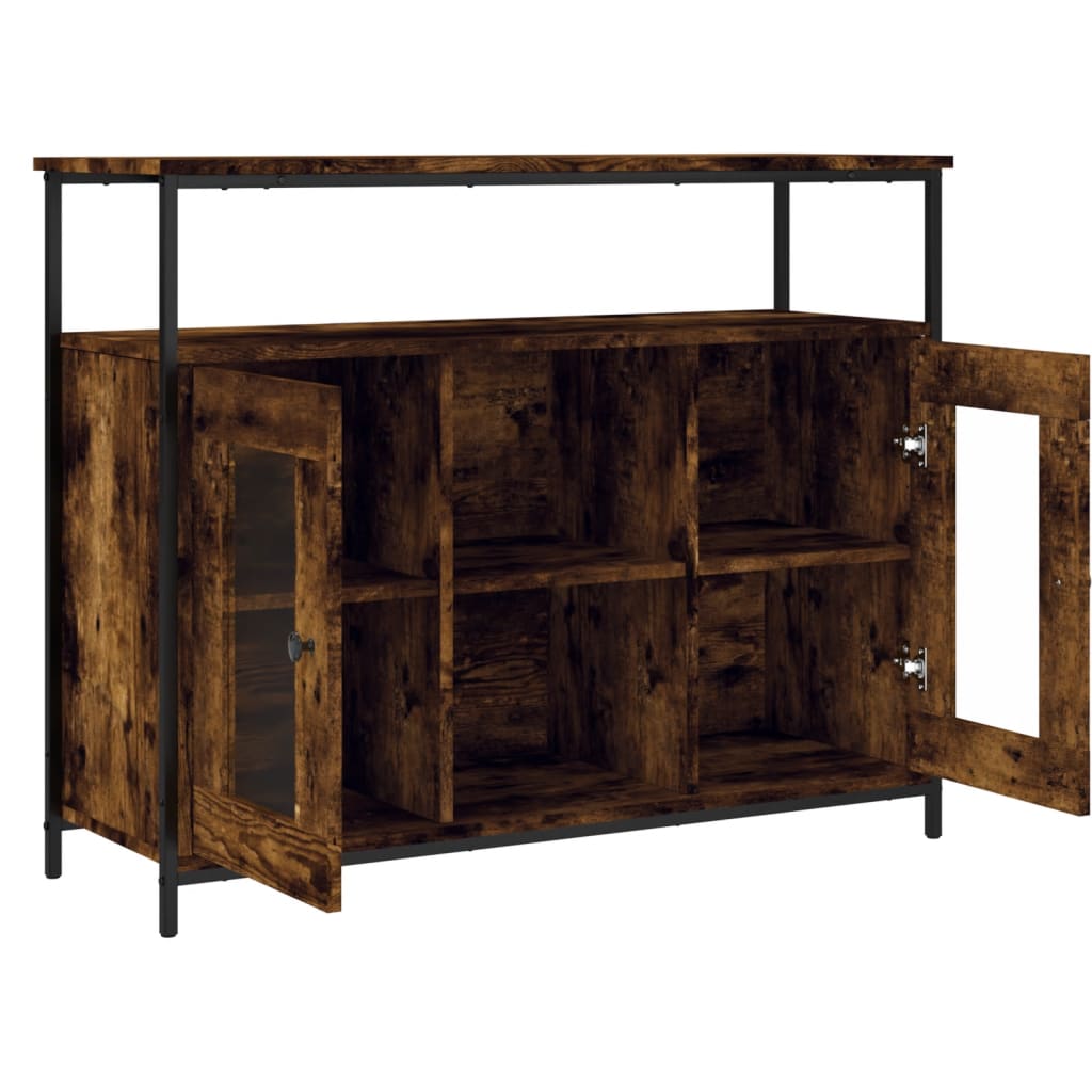füstös tölgy színű szerelt fa tálalószekrény 100 x 35 x 80 cm