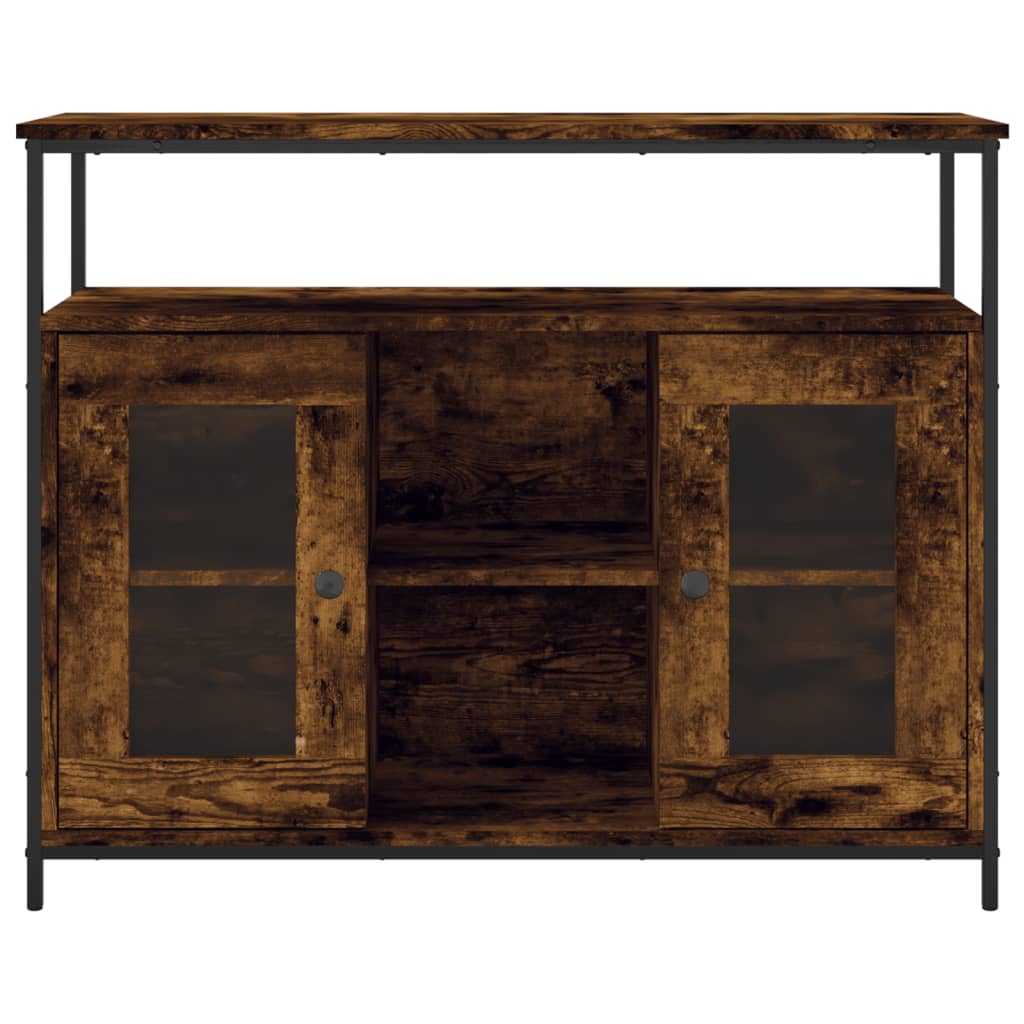 füstös tölgy színű szerelt fa tálalószekrény 100 x 35 x 80 cm