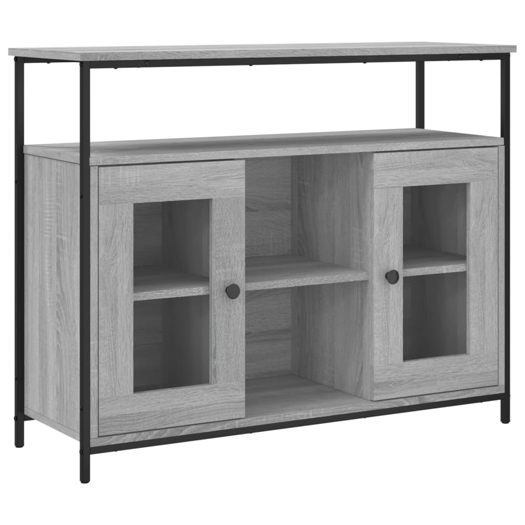 szürke sonoma színű szerelt fa tálalószekrény 100 x 35 x 80 cm