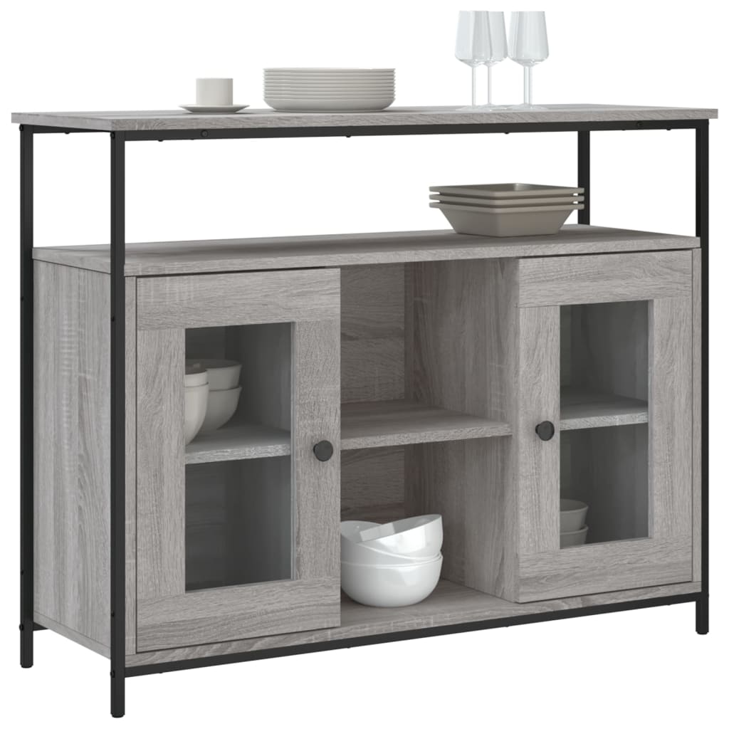 szürke sonoma színű szerelt fa tálalószekrény 100 x 35 x 80 cm