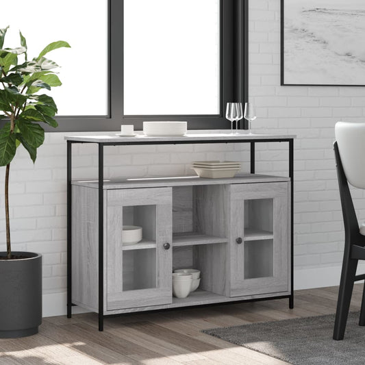szürke sonoma színű szerelt fa tálalószekrény 100 x 35 x 80 cm