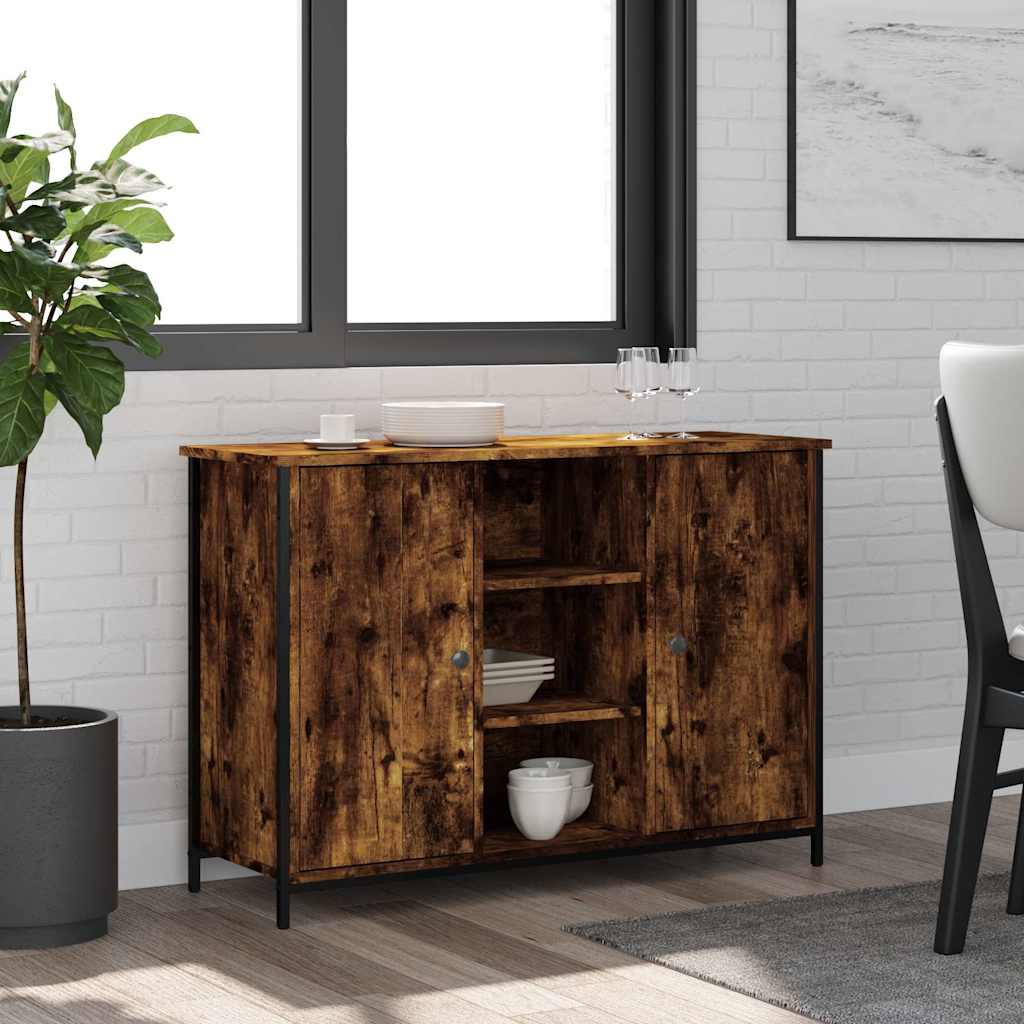 füstös tölgy színű szerelt fa tálalószekrény 100 x 35 x 70 cm