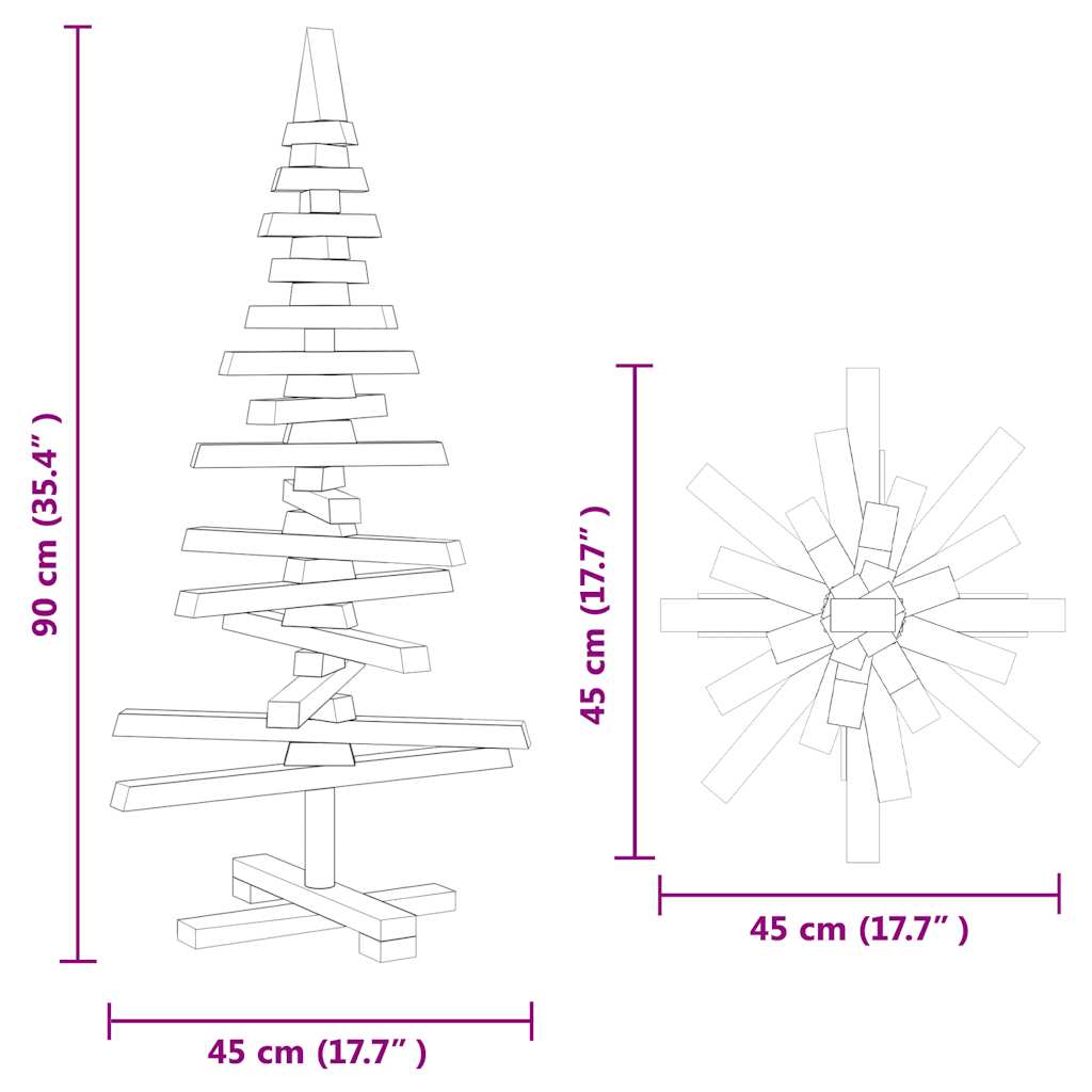| Fából készült Karácsonyfa | természetes 90 cm Tömör fenyőfa