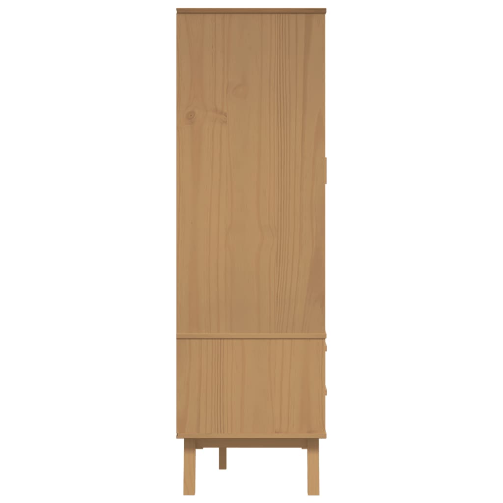 OLDEN fehér és barna tömör fenyőfa gardrób 76,5 x 53 x 172 cm