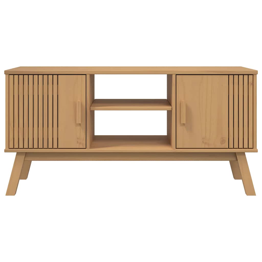 OLDEN barna tömör fenyőfa TV-szekrény 114 x 43 x 57 cm