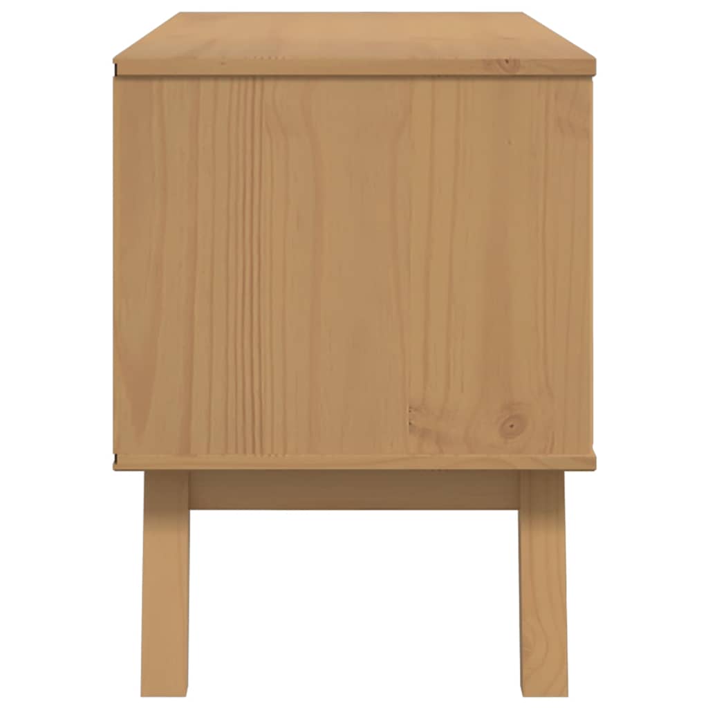 OLDEN barna tömör fenyőfa TV-szekrény 114 x 43 x 57 cm