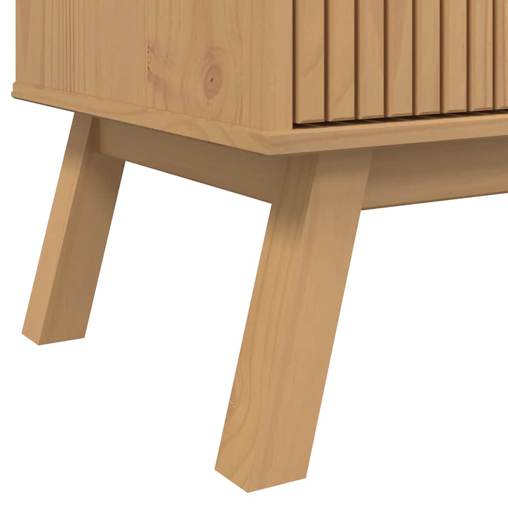OLDEN barna tömör fenyőfa TV-szekrény 114 x 43 x 57 cm