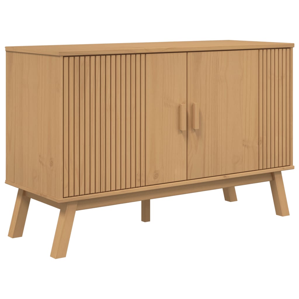 OLDEN barna tömör fenyőfa tálalószekrény 114 x 43 x 73,5 cm