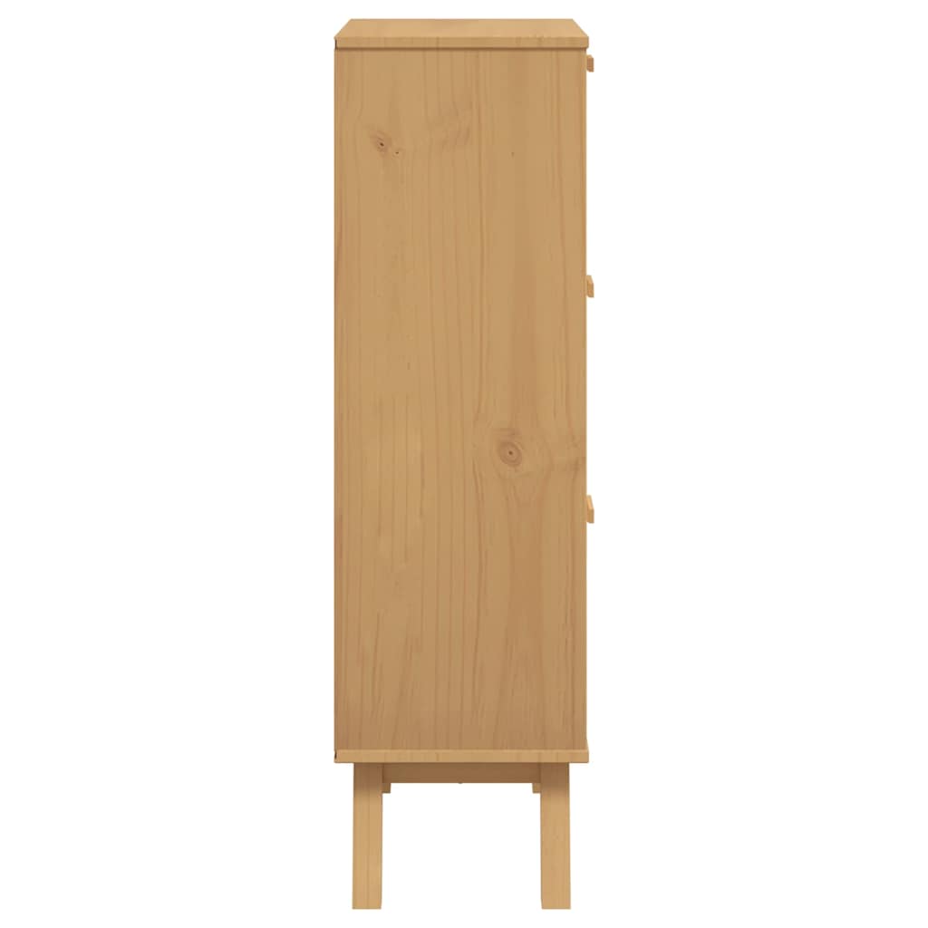 OLDEN barna tömör fenyőfa cipőszekrény 55 x 35 x 120 cm