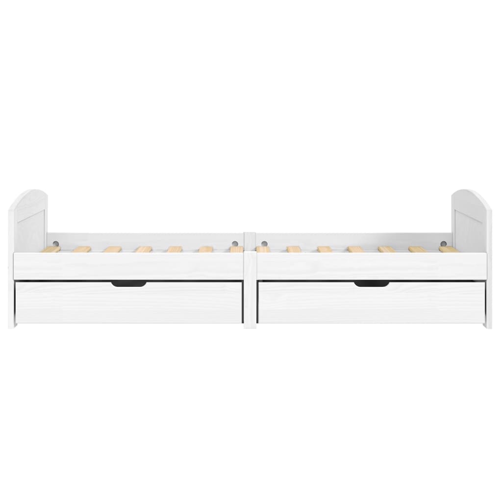 IRUN fehér tömör fenyőfa kanapéágy 2 fiókkal 90 x 200 cm