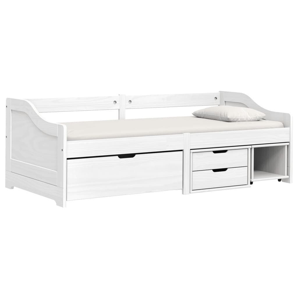 IRUN fehér tömör fenyőfa kanapéágy 3 fiókkal 90 x 200 cm