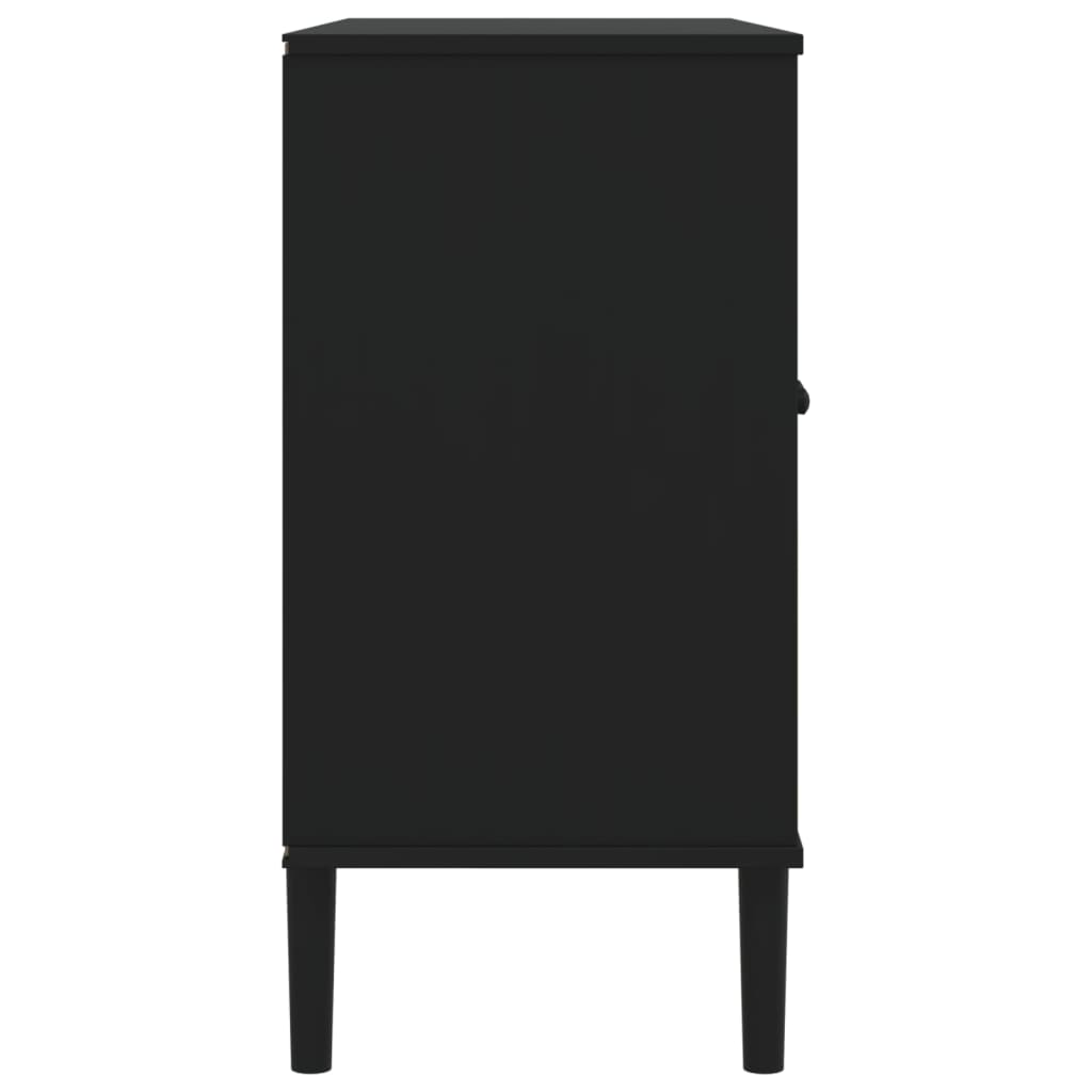 SENJA fekete rattan hatású tálalószekrény 112 x 40 x 80 cm