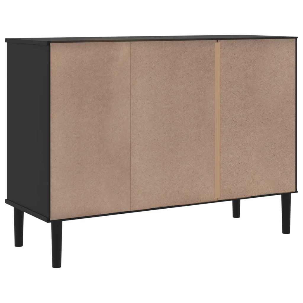 SENJA fekete rattan hatású tálalószekrény 112 x 40 x 80 cm