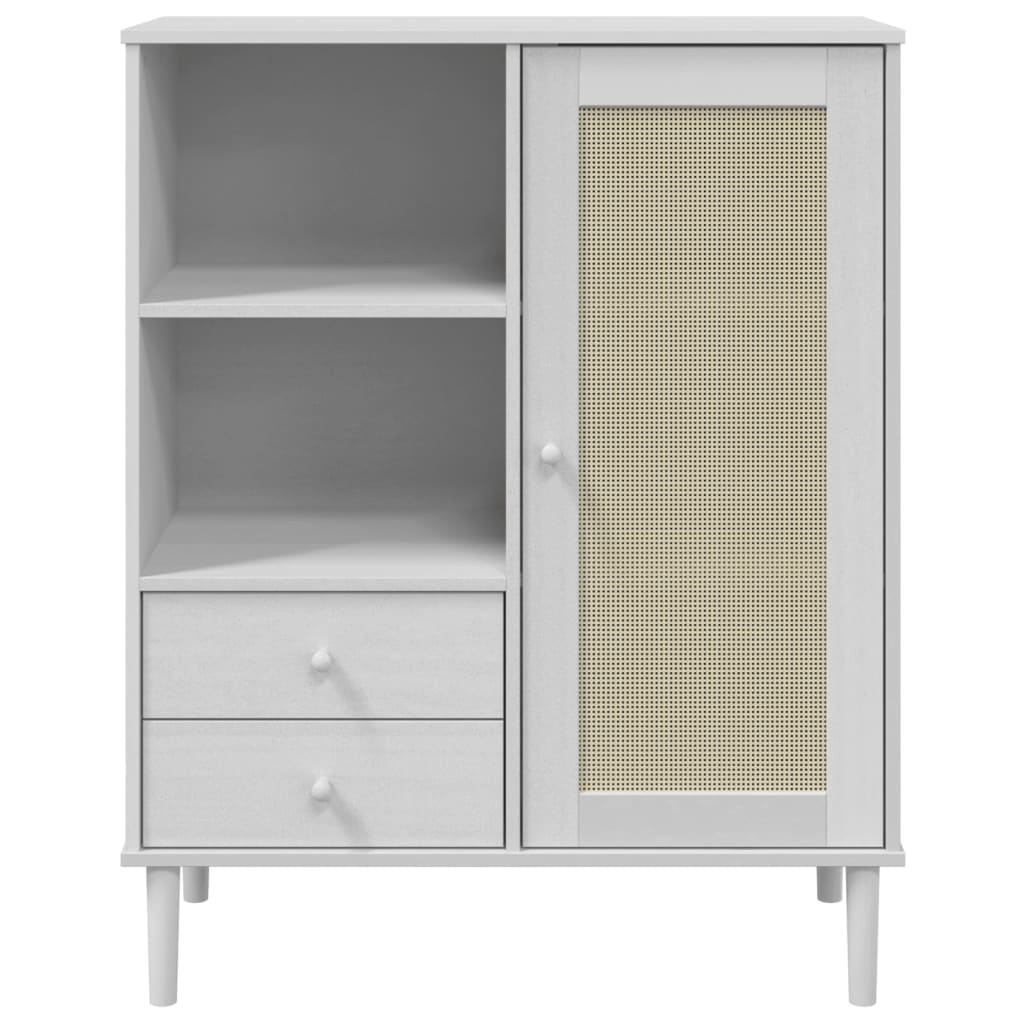 SENJA fehér rattan hatású magasszekrény 90 x 40 x 112 cm