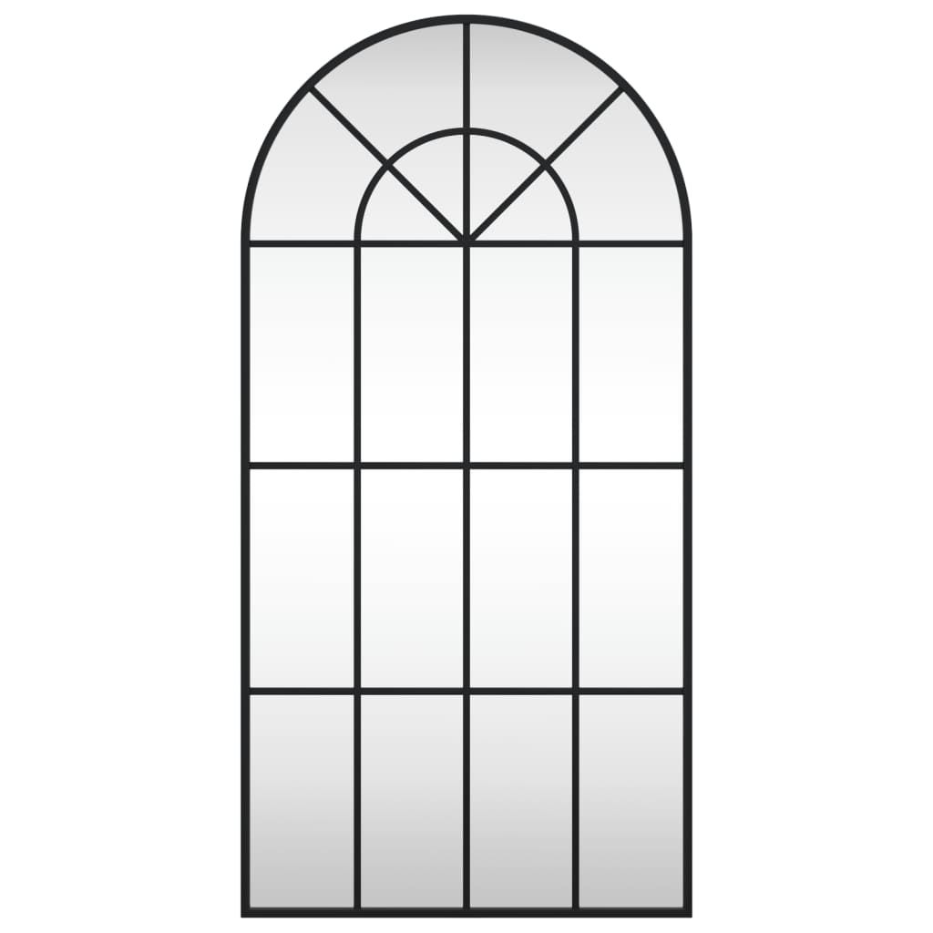 fekete ívelt vas fali tükör 50 x 100 cm