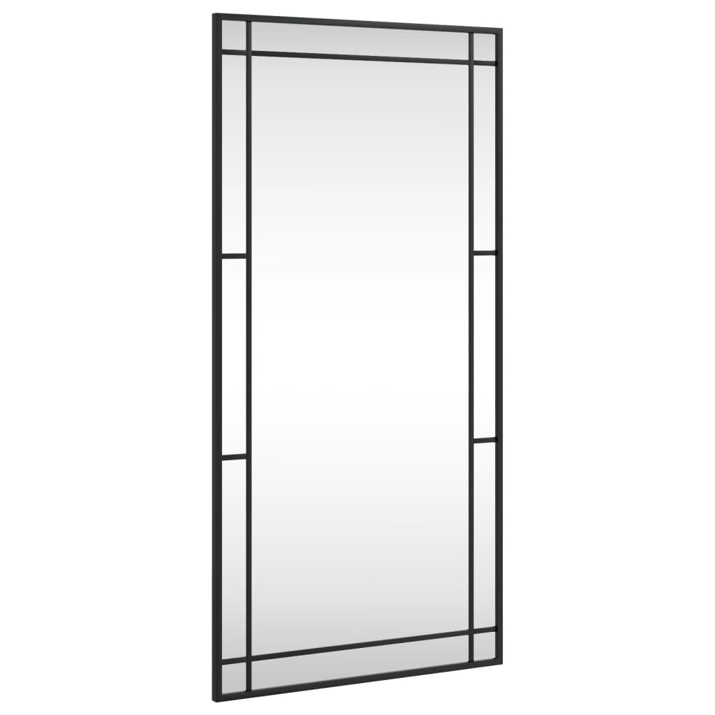 fekete téglalap alakú vas fali tükör 50 x 100 cm