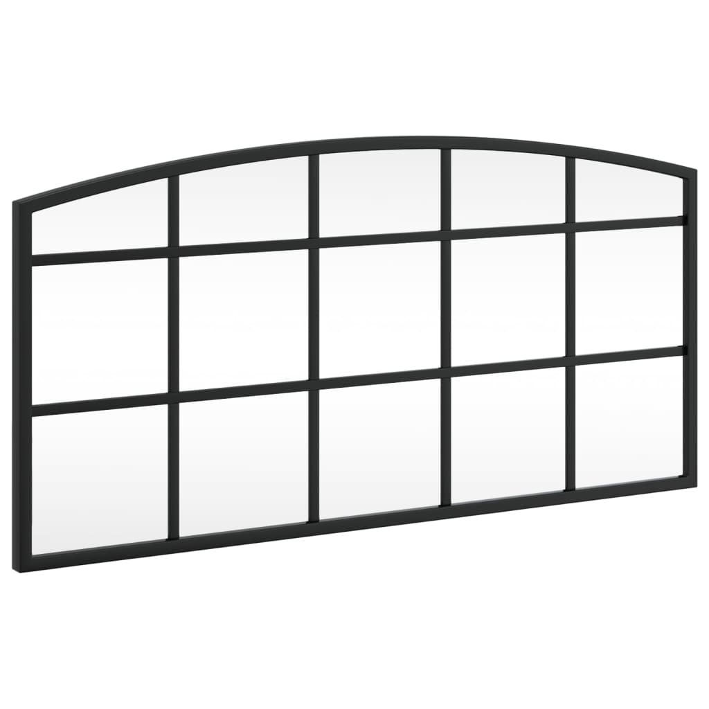 fekete ívelt vas fali tükör 60 x 30 cm
