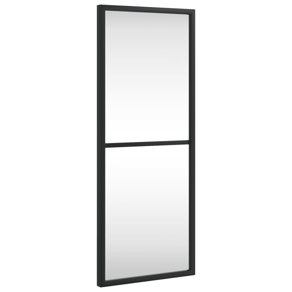 fekete téglalap alakú vas fali tükör 20 x 50 cm