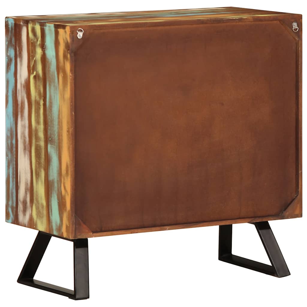 többszínű tömör újrahasznosított fa fiókos szekrény 70x35x70 cm