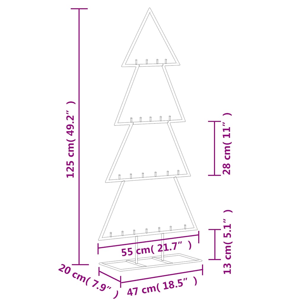 fekete fém karácsonyfa dekorációhoz 125 cm