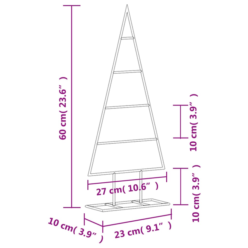 fekete fém karácsonyfa dekorációhoz 60 cm