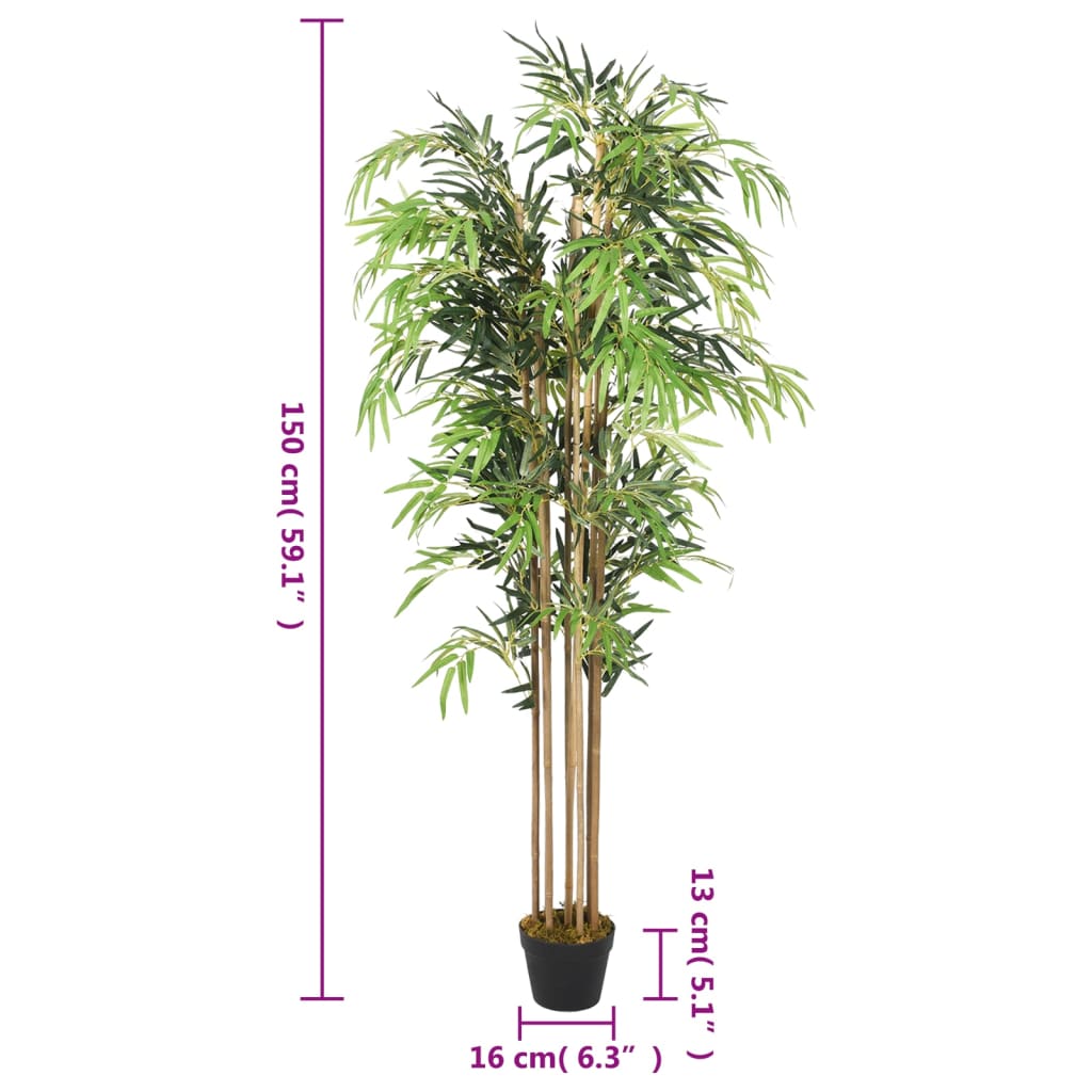 zöld mű bambuszfa 1095 levéllel 150 cm