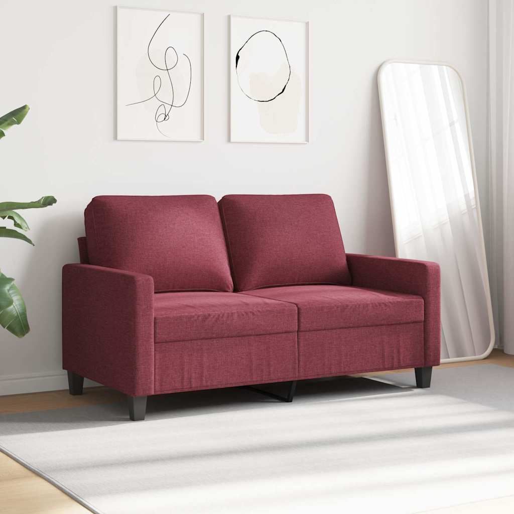 kétszemélyes bordó szövet kanapé 120 cm