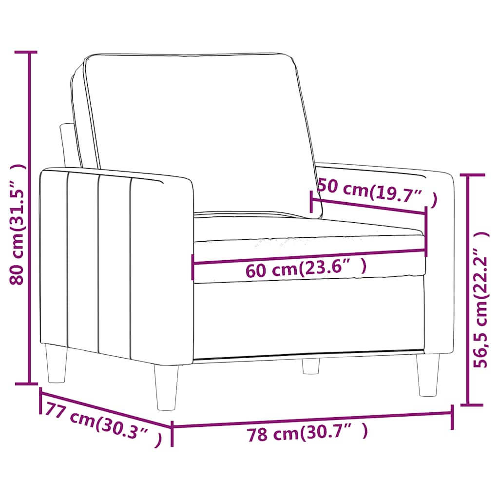 barna bársony kanapéfotel 60 cm