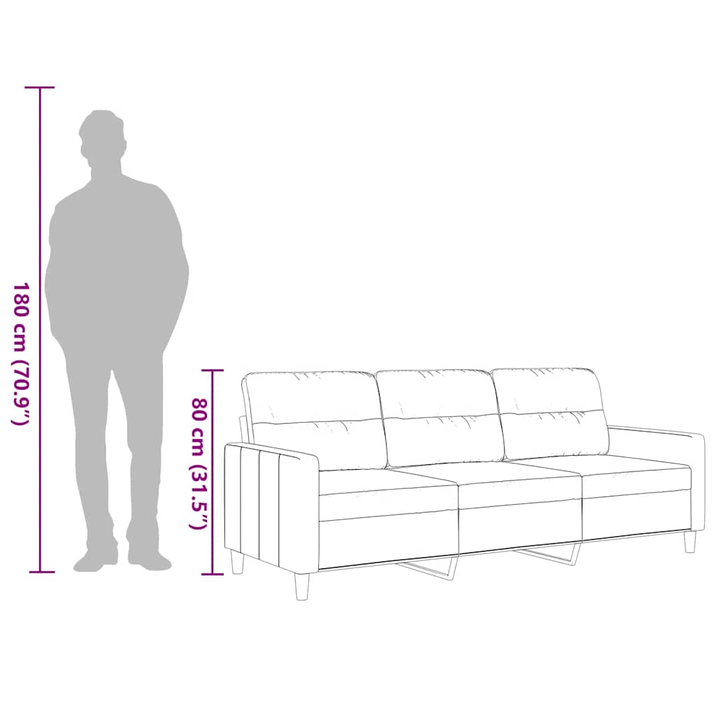 3 személyes fekete szövetkanapé 180 cm