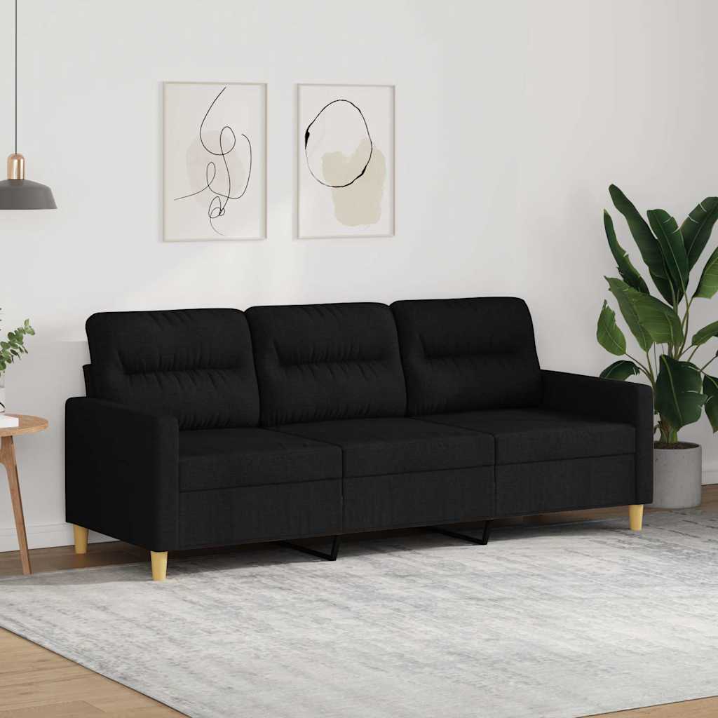 3 személyes fekete szövetkanapé 180 cm