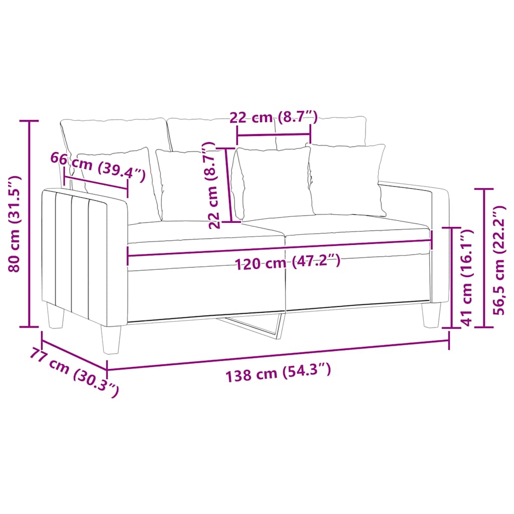 kétszemélyes krémszínű szövetkanapé 120 cm