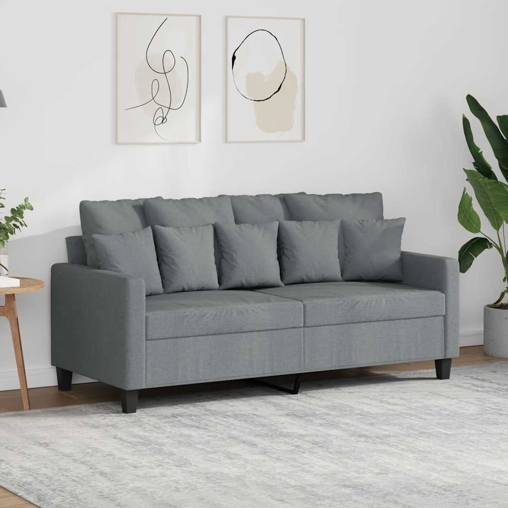 kétszemélyes világosszürke szövetkanapé 140 cm