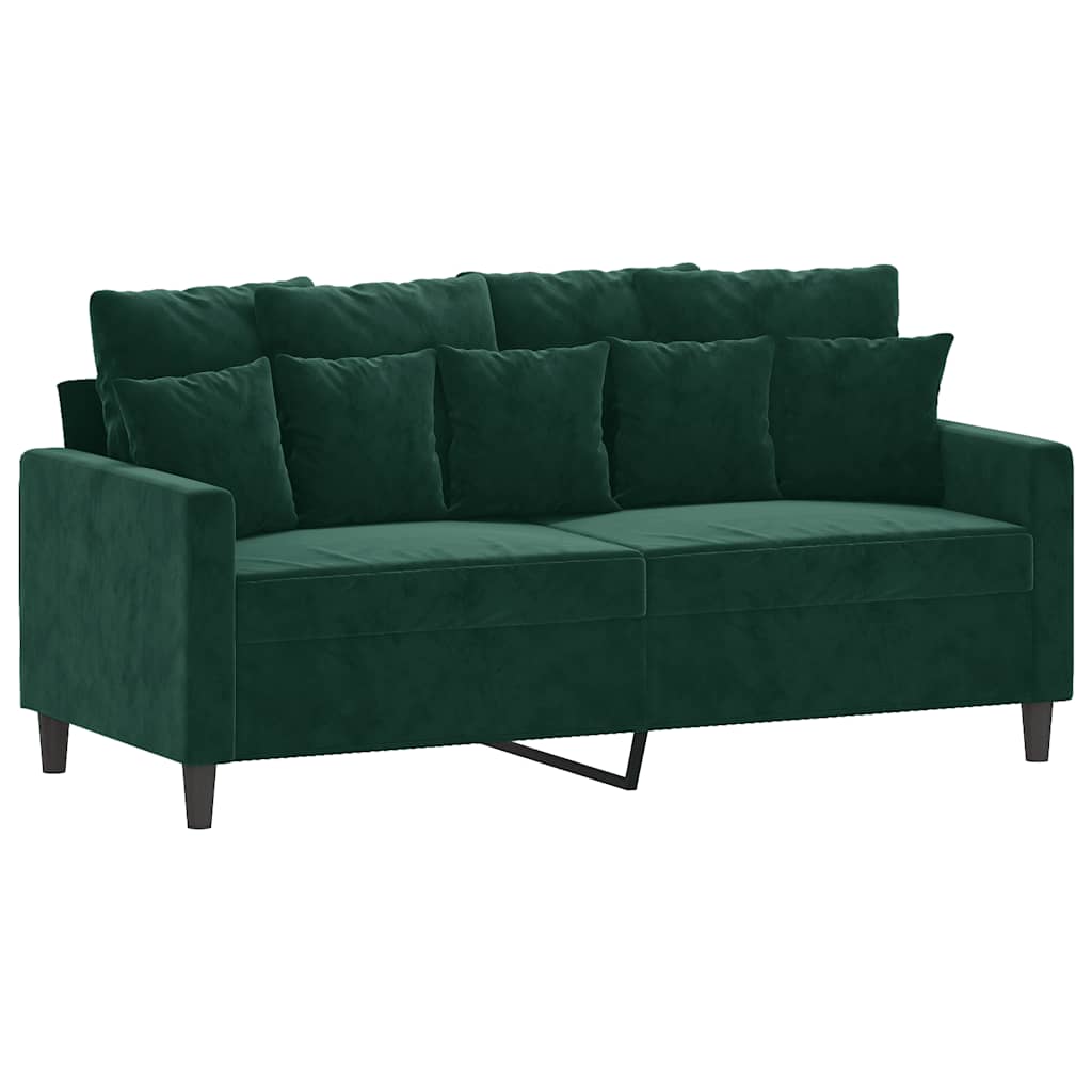 kétszemélyes sötétzöld bársony kanapé 140 cm