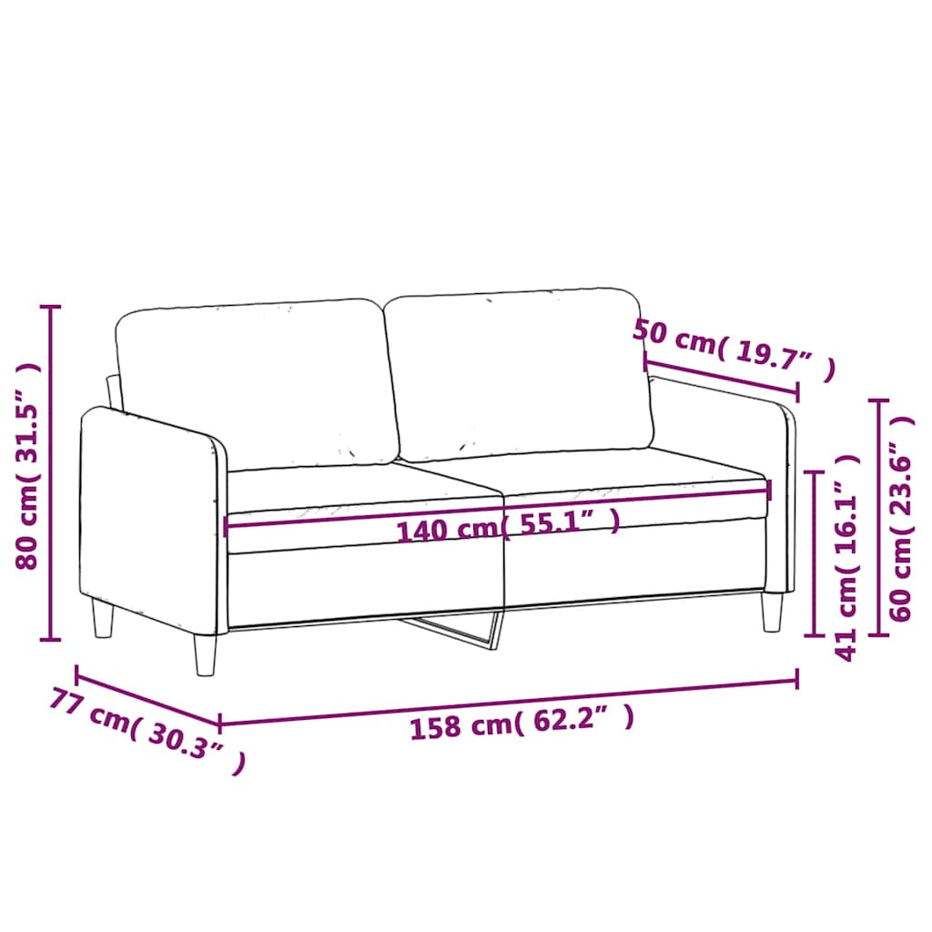 kétszemélyes barna bársony kanapé 140 cm