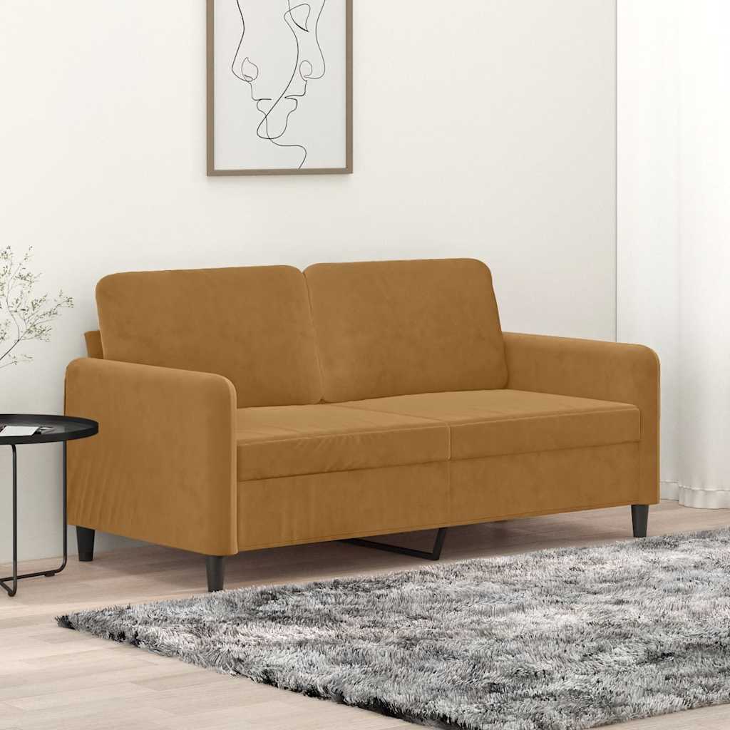 kétszemélyes barna bársony kanapé 140 cm