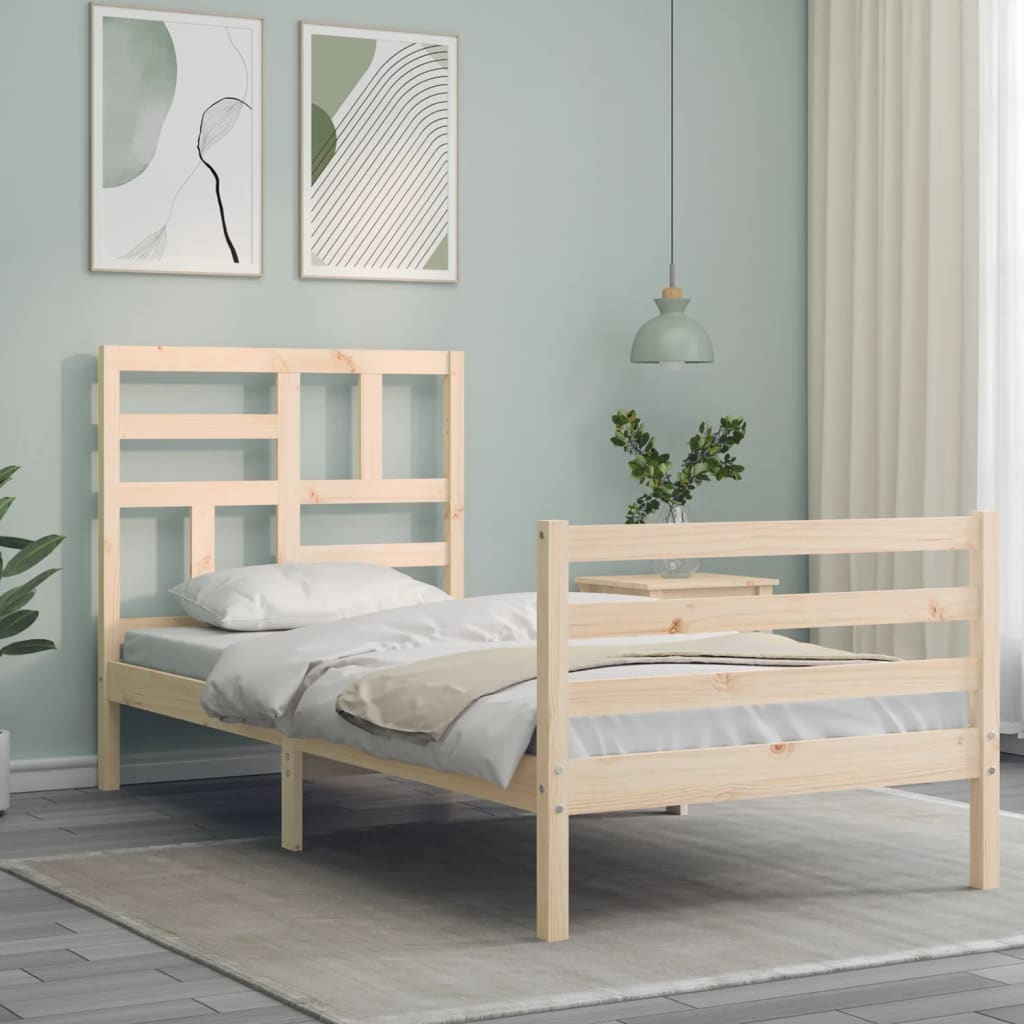 tömör fa ágykeret fejtámlával 100 x 200 cm