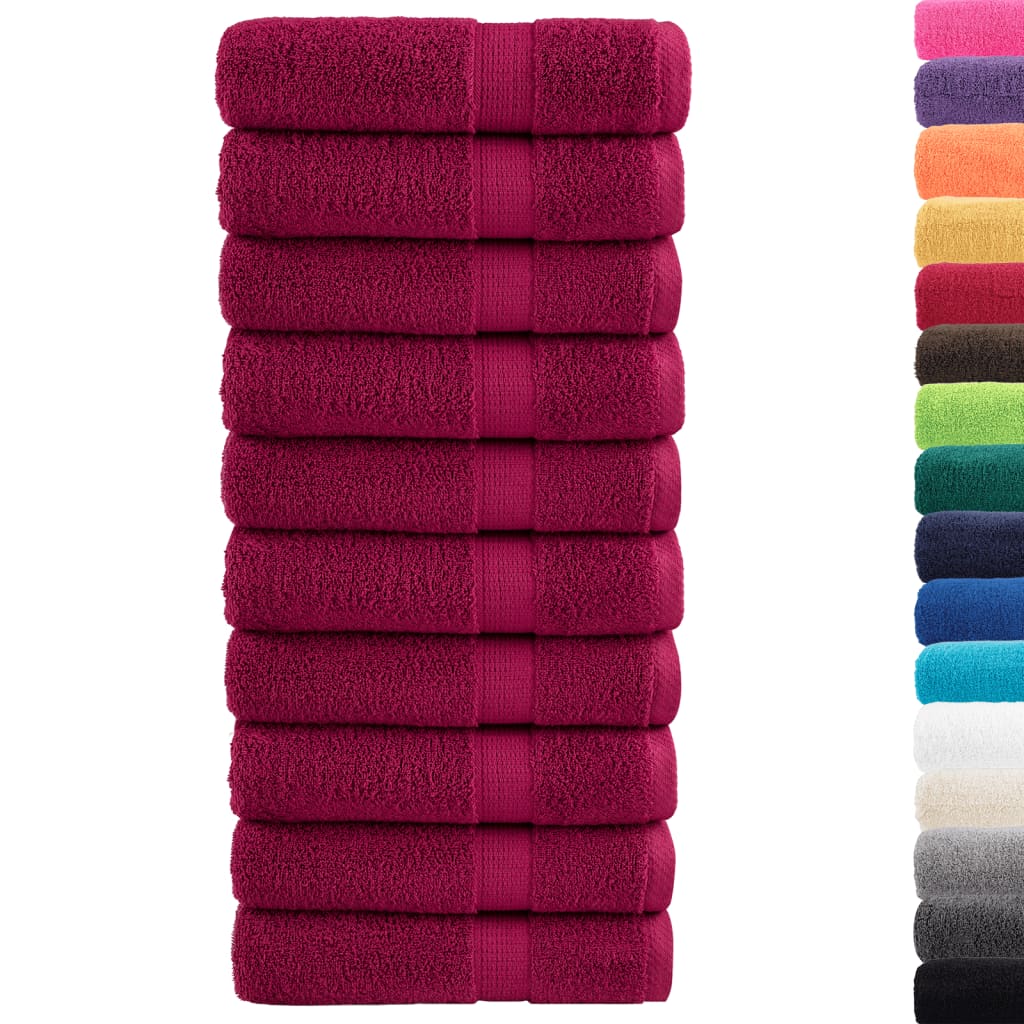 10 db prémium SOLUND fürdőlepedő bordó 100 x 150 cm 600 g/m²