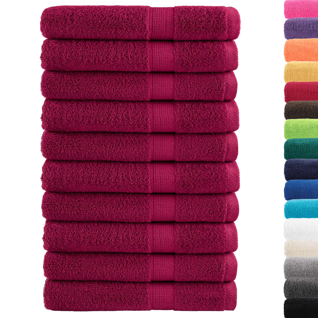 10 db prémium SOLUND törölköző bordó 100 x 200 cm 600 g/m²