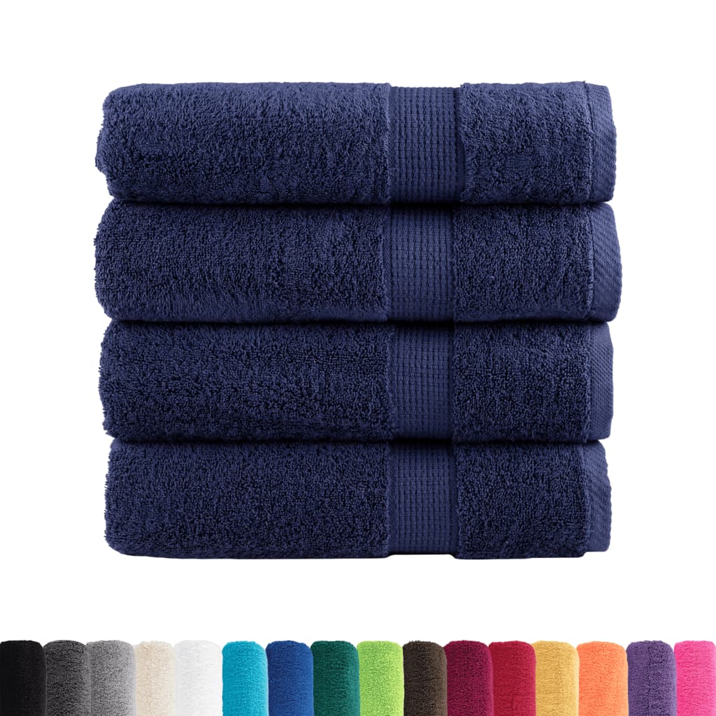 4 db prémium SOLUND fürdőlepedő sötétkék 100 x 150 cm 600 g/m²